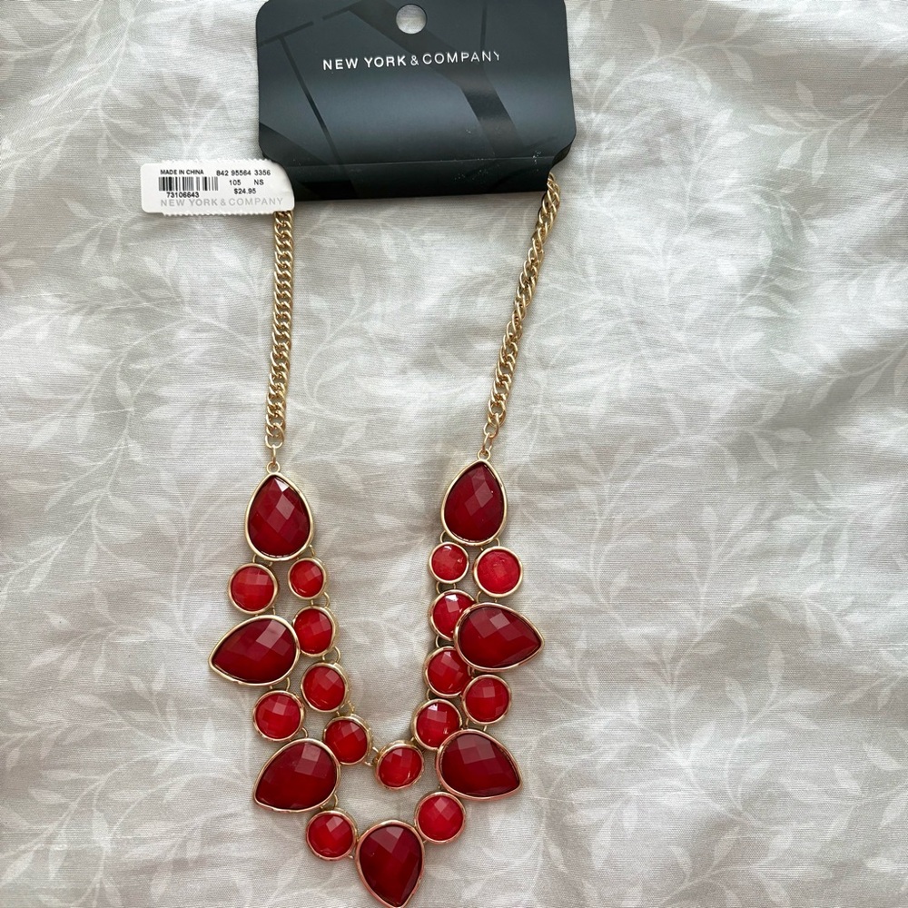 New York & Company Red Crystal Necklace
